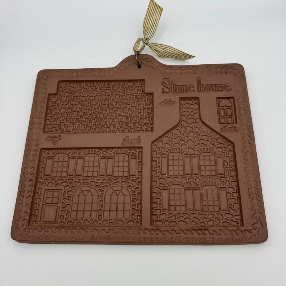 Hartstone Vintage Stone House Gingerbread Cookie Mold Terracotta Wall Hanging